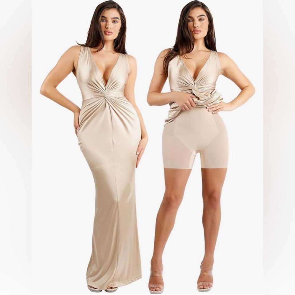 NWT Popilush The Shapewear Dress Ruched Bodycon, size L